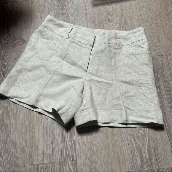 NWOT Apt 9 Linen metallic silver cream cuff mid rise 5” short 10 - Picture 7 of 16